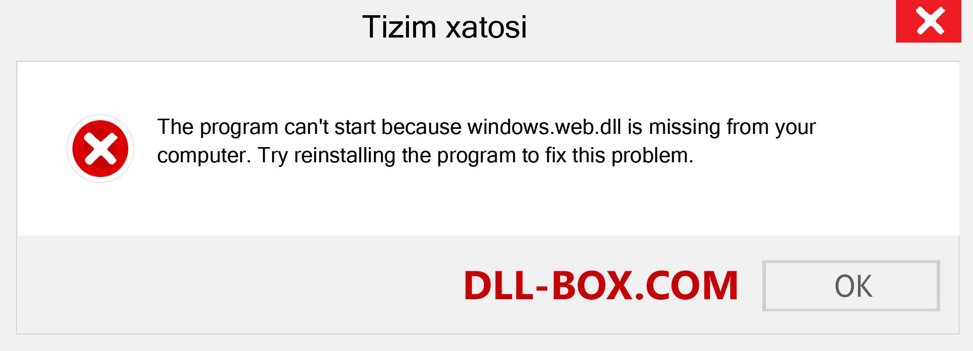 windows.web.dll fayli yo'qolganmi?. Windows 7, 8, 10 uchun yuklab olish - Windowsda windows.web dll etishmayotgan xatoni tuzating, rasmlar, rasmlar